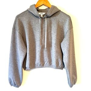 SPANX AirEssentials Cinched Crop Hoodie Mid Gray Heather NWT